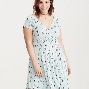 Torrid Sparrow Bird Print Surplice Dress 2x